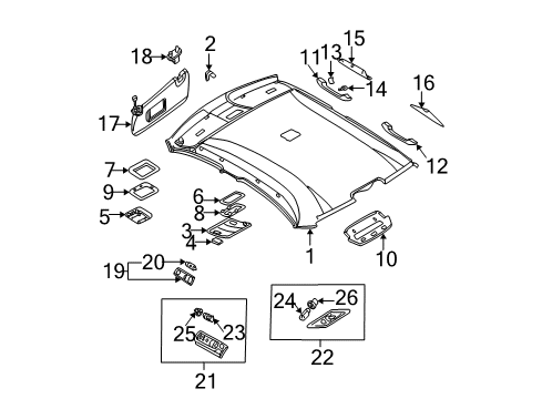 2004 BMW 325xi Interior Trim - Roof Interior Reading Light Rear Left Diagram for 63316962049