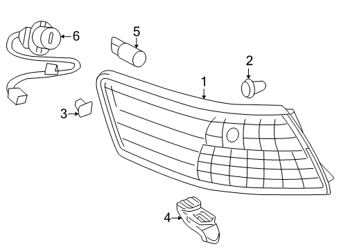 2007 Toyota Camry Bulbs Socket & Wire Diagram for 81555-33490