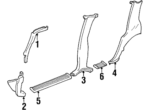 1992 Chevrolet C2500 Suburban Interior Trim - Pillars, Rocker & Floor Molding Asm-Rear Side Door Lock Pillar Garnish *Light Gray Diagram for 15652126