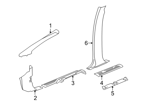 2002 Chevrolet Avalanche 2500 Interior Trim - Pillars, Rocker & Floor Molding Asm-Body Lock Pillar Garnish *Neutral Diagram for 93803879