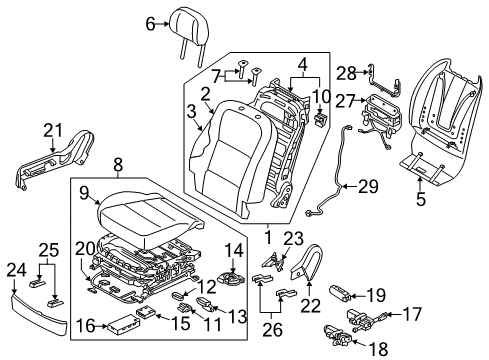 2016 Hyundai Equus Passenger Seat Components Cover-Front Seat Track RH Diagram for 88290-3N500-RY