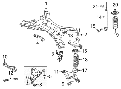 2010 Nissan Murano Rear Suspension Components, Lower Control Arm, Upper Control Arm, Stabilizer Bar INSULATOR Assembly-Shock ABSORBER Mounting Diagram for 55320-1AA0A