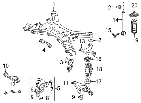 2010 Nissan Murano Rear Suspension Components, Lower Control Arm, Upper Control Arm, Stabilizer Bar ABSORBER Kit - Shock, Rear Diagram for E6210-1TZ0A