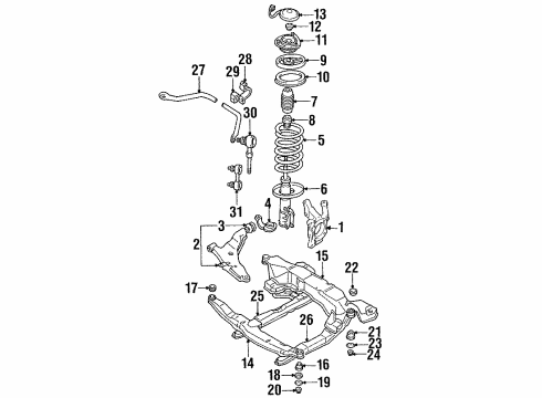 1992 Dodge Stealth Front Suspension Components, Lower Control Arm, Stabilizer Bar BUSHING-Front Suspension STABILIZER Diagram for MB573836