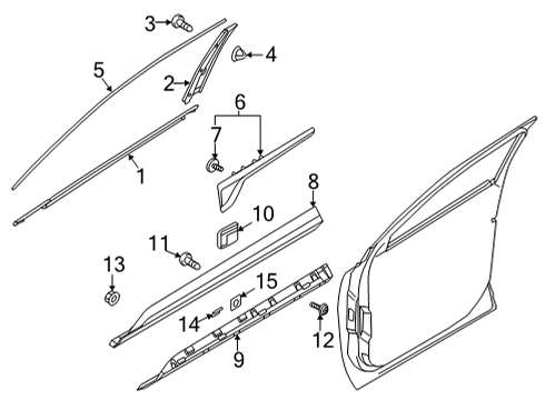 2021 Kia Sorento Exterior Trim - Front Door W/STRIP Assembly-Fr Dr B Diagram for 82220R5001