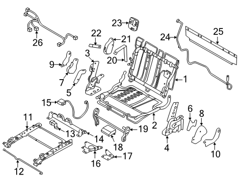 2011 Nissan Quest Third Row Seats Adjuster Assy-3RD Seat, RH Diagram for 89321-1JA0D