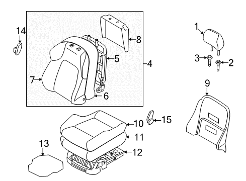 2008 Hyundai Tiburon Front Seat Components Pad Assembly-Front Seat Cushion Passenge Diagram for 88150-2C700