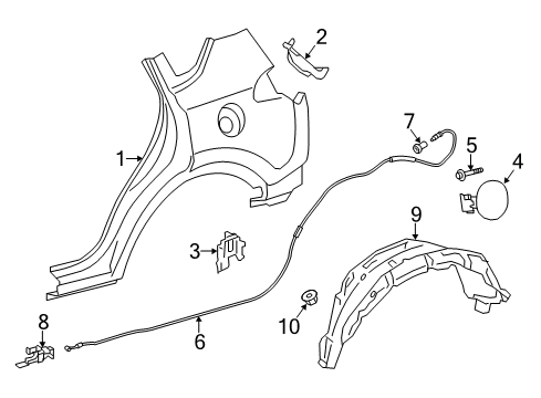 2017 Toyota RAV4 Fuel Door Wheelhouse Liner Diagram for 65638-42010