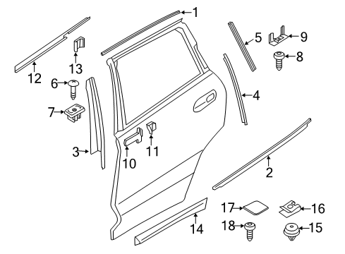 2020 BMW X3 Exterior Trim - Rear Door Window Cavity Seal Rear Door Left Diagram for 51357393429