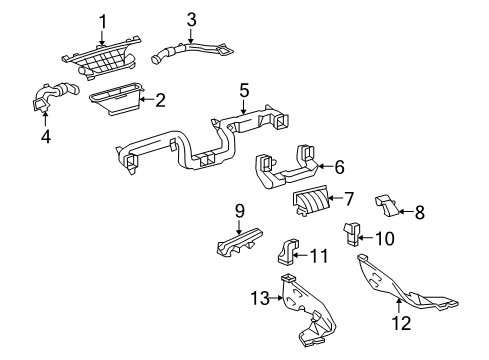 2016 Toyota Sequoia Ducts Heater Duct Diagram for 55843-0C050