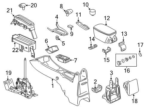 2003 Chevrolet Malibu Console Hole Plug Diagram for 22625247