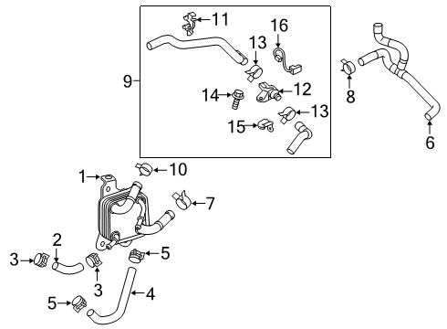 2019 Toyota RAV4 Oil Cooler Clip, Hose Diagram for 90466-A0014