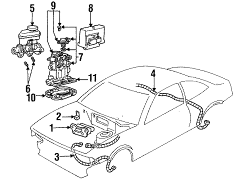 1994 Pontiac Sunbird Hydraulic System Cylinder Asm, Brake Master Diagram for 18021213