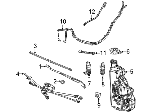 2022 Jeep Wagoneer Wiper & Washer Components FRONT WIPER Diagram for 68490450AA