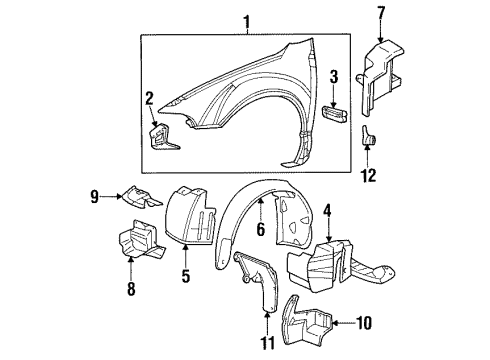 1997 Plymouth Breeze Fender & Components Shield-Accessory Drive Diagram for 4696924