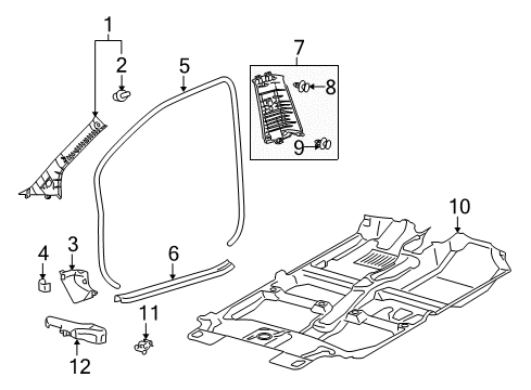 2008 Toyota Yaris Interior Trim - Pillars, Rocker & Floor Lock Pillar Trim Diagram for 62411-52130-B1