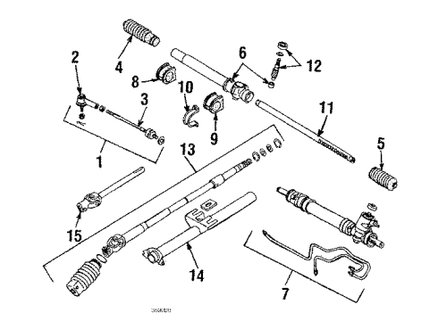 1984 Nissan Sentra Steering Column & Wheel, Steering Gear & Linkage Rack Steering Gear Diagram for 48100-33A00