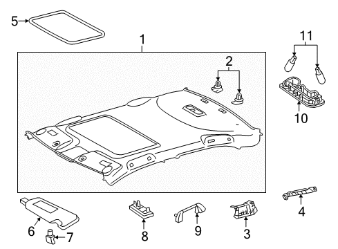 2015 Toyota Camry Interior Trim - Roof Reading Lamp Assembly Diagram for 81360-06060-B0