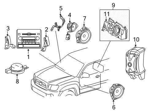 2005 Toyota Tacoma Sound System Rear Door Speaker Diagram for 86160-04090