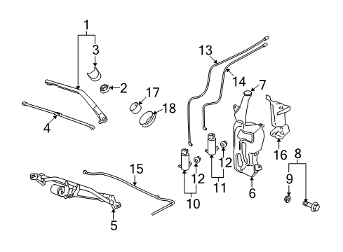 2008 Chevrolet Suburban 2500 Wiper & Washer Components Arm Asm-Windshield Wiper LH *Black Diagram for 22917499