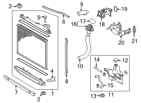 2020 Lexus GS F Radiator & Components Radiator Assembly Diagram for 16400-38280