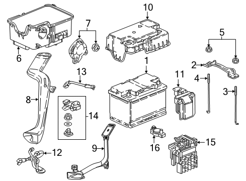 2020 Honda Odyssey Battery Cover, Battery Terminal Diagram for 38241-THR-A01