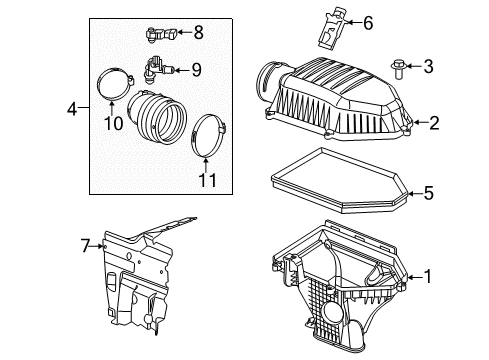 2018 Dodge Challenger Air Intake Air Cleaner Diagram for 68472565AA