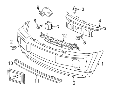 2008 Jeep Grand Cherokee Automatic Temperature Controls Bracket-Air Dam Support Diagram for 68033747AA