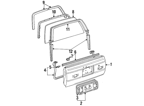 1991 Toyota 4Runner Gate & Hardware Cylinder & Key Set Diagram for 69055-89105