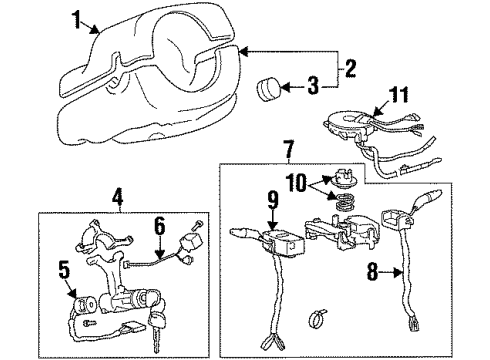 1998 Hyundai Elantra Shroud, Switches & Levers Switch Assembly-Door Warning Diagram for 95412-29010
