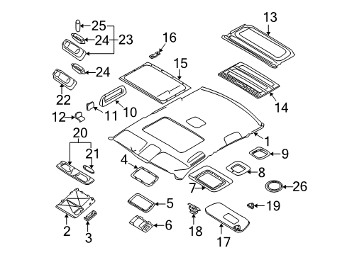 1999 BMW 540i Interior Trim - Roof Interior Light And Reading Light W/Light Diagram for 63312269513