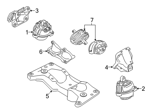 2014 BMW 760Li Engine & Trans Mounting Engine Supporting Bracket, Right Diagram for 22116777600