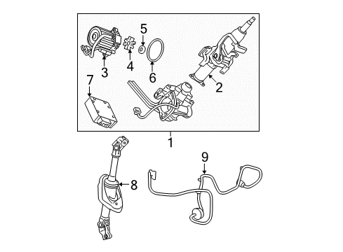 2009 Chevrolet Equinox Steering Column, Steering Wheel & Trim Module Diagram for 25883854