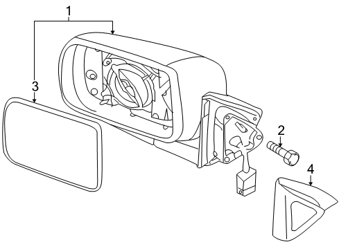 2009 Kia Borrego Outside Mirrors Outside Rear Mirror & Holder, Right Diagram for 876212J400