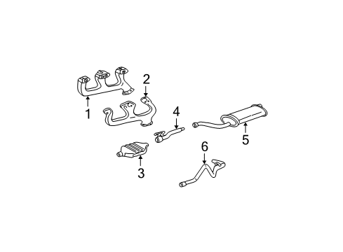 1998 GMC C2500 Exhaust Components, Exhaust Manifold Exhaust Muffler Assembly (W/ Exhaust Pipe & Tail Pipe) Diagram for 15973333