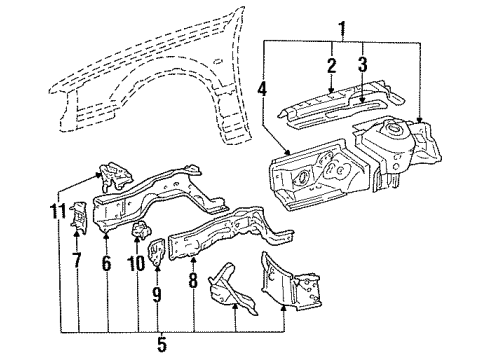 1992 Toyota Camry Battery Battery Holder Bolt Diagram for 74451-33010