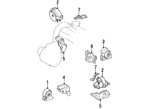 1993 Toyota Celica Engine & Trans Mounting Rear Mount Bracket Diagram for 12321-16170