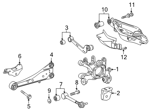 2017 Lexus NX300h Rear Suspension Components, Lower Control Arm, Upper Control Arm, Ride Control, Stabilizer Bar Bolt, W/Washer Diagram for 90119-12422