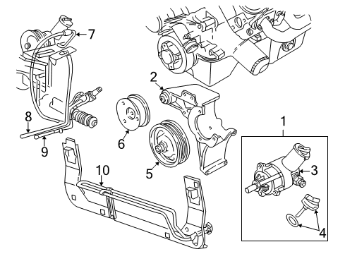 2003 Ford Mustang P/S Pump & Hoses, Steering Gear & Linkage Lower Return Hose Diagram for 1R3Z-3A713-AA