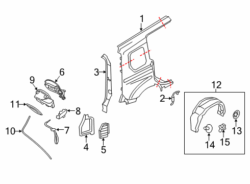 2021 Ford Transit Connect Fuel Door Wheelhouse Liner Diagram for KT1Z-61278B50-A