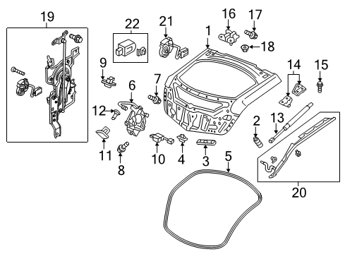 2013 Acura ZDX Lift Gate Sensor L, Power Tail Gate Diagram for 74954-SZN-A02