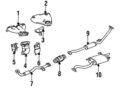 1994 Toyota Celica Exhaust Components Muffler & Pipe Diagram for 17430-1A410