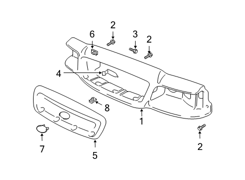 2006 Ford Crown Victoria Front Panel Front Panel Mount Bracket Diagram for 6W3Z-8B455-A