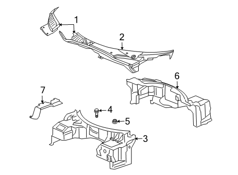 2009 Dodge Viper Cowl Panel-Dash Diagram for 4865495AG