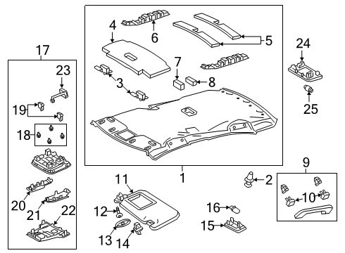 2020 Toyota Corolla Interior Trim - Roof Map Lamp Assembly Diagram for 81260-02850-C0