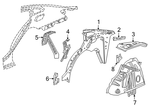 2022 Chevrolet Malibu Inner Structure - Quarter Panel Inner Wheelhouse Diagram for 84013515