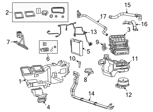 2012 Ram 3500 HVAC Case Hose-Heater Core Diagram for 55056906AH