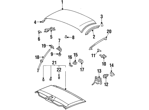 1994 Toyota Supra Top & Components, Exterior Trim, Interior Trim Protector Bolt Diagram for 63260-14040