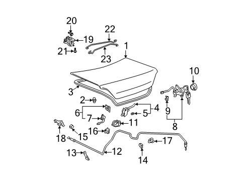 2002 Toyota Solara Trunk Hinge Diagram for 64510-06021