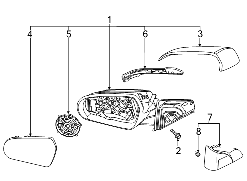 2019 Hyundai Veloster N Mirrors Rear View Mirror Scalp, Left, Exterior Diagram for 87616-K9000